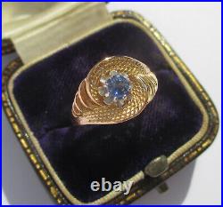 Bague tourbillon ancienne saphir or rose massif 18 carats French gold 750