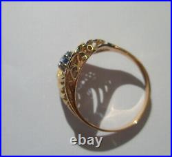 Bague tourbillon ancienne saphir or rose massif 18 carats French gold 750