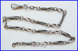 Belle Chaine de montre gousset en argent massif niellé silver chain ancien 19gr