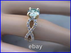 Belle bague de fiançailles plaquée or jaune 14 carats 1,0 ct 6,5 mm diamant bleu