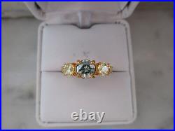 Belle bague de fiançailles plaquée or jaune 14 carats 1,0 ct 6,5 mm diamant bleu