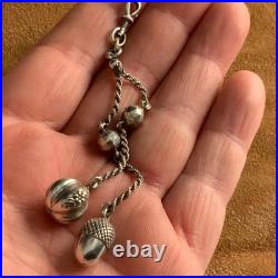 Bijou ancien Breloques argent massif Chaîne de montre Châtelaine XIXe