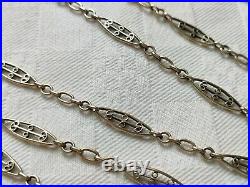 Bijou ancien chaîne, collier, sautoir pour montre gousset, filigrane