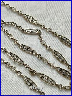 Bijou ancien chaîne, collier, sautoir pour montre gousset, filigrane