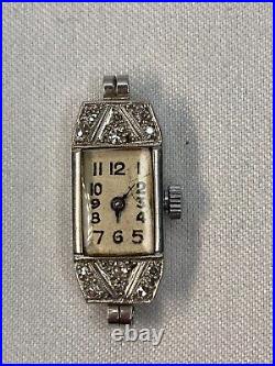 Bijou ancien, montre en platine et diamants Art déco vers 1930