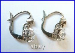 Boucles d'oreille dormeuses OR + diamant gold diamond earrings Bijou ancien