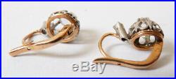 Boucles d'oreille dormeuses OR massif + diamant ancien gold earrings diamond