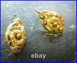 Boucles d oreilles ancienne 19 Eme or jaune 18 carats poincon tete d aigle