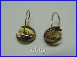 Boucles d'oreilles dormeuses anciennes or 18 carats et turquoises Boucles d'oreilles dormeuses anciennes or 18 carats et turquoises