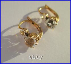 Boucles doreilles dormeuses anciennes Or 18 carats French gold earrings 750