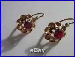Boucles doreilles dormeuses anciennes Or rose 18 carats 750 French gold 18K