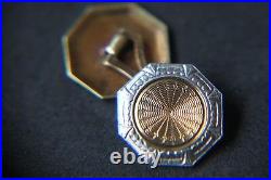 Boutons de manchette vintage antiques années 1920 déco 14 carats en or marqué Z Ziething & Company