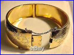 Bracelet ancien Jonc Ciselé Ouvrant Or 18 carats 750 °/°° 35,40 grs bijou ancien