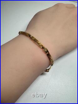 Bracelet ancien géométrique doré bijou unisexe, 19,5 cm, bon état