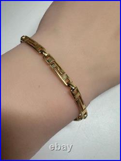 Bracelet ancien géométrique doré bijou unisexe, 19,5 cm, bon état