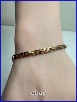 Bracelet ancien géométrique doré bijou unisexe, 19,5 cm, bon état