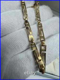 Bracelet ancien géométrique doré bijou unisexe, 19,5 cm, bon état