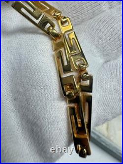 Bracelet ancien géométrique doré bijou unisexe, 19,5 cm, bon état