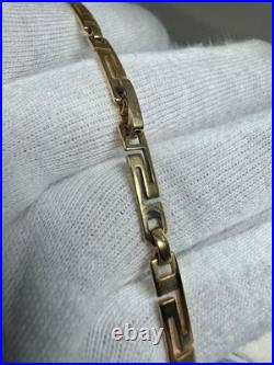 Bracelet ancien géométrique doré bijou unisexe, 19,5 cm, bon état