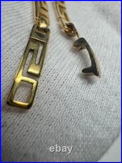 Bracelet ancien géométrique doré bijou unisexe, 19,5 cm, bon état