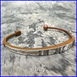 Bracelet manchette vintage unisexe texture ancienne bijou, 14,5 cm, occasion