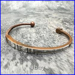 Bracelet manchette vintage unisexe texture ancienne bijou, 14,5 cm, occasion