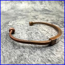 Bracelet manchette vintage unisexe texture ancienne bijou, 14,5 cm, occasion