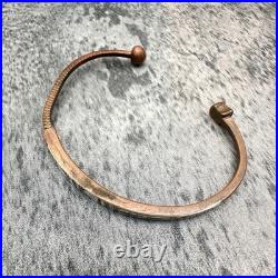 Bracelet manchette vintage unisexe texture ancienne bijou, 14,5 cm, occasion