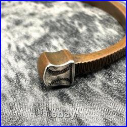 Bracelet manchette vintage unisexe texture ancienne bijou, 14,5 cm, occasion