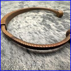 Bracelet manchette vintage unisexe texture ancienne bijou, 14,5 cm, occasion