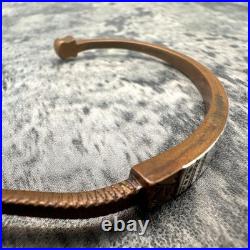 Bracelet manchette vintage unisexe texture ancienne bijou, 14,5 cm, occasion