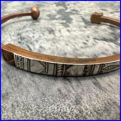Bracelet manchette vintage unisexe texture ancienne bijou, 14,5 cm, occasion