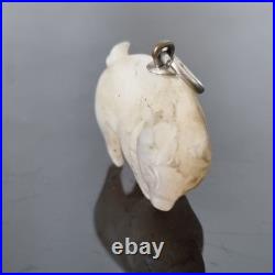 Breloque Ancienne Cochon en Nacre 1900 pour Châtelaine ou Chaine de Montre