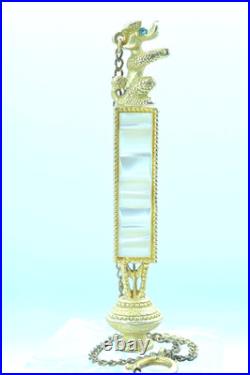 Breloque de châtelaine ancienne fob de chaîne de montre caniche nacre Bijoux