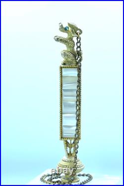 Breloque de châtelaine ancienne fob de chaîne de montre caniche nacre Bijoux