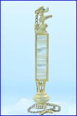 Breloque de châtelaine ancienne fob de chaîne de montre caniche nacre Bijoux