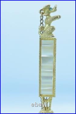 Breloque de châtelaine ancienne fob de chaîne de montre caniche nacre Bijoux