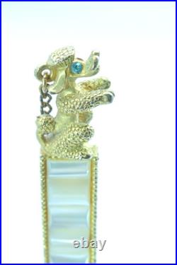 Breloque de châtelaine ancienne fob de chaîne de montre caniche nacre Bijoux