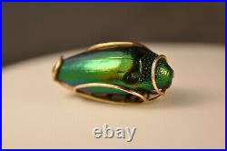 Broche Ancien Scarabee Or Massif 18k Antique Scarab Solid Gold Brooch Signed