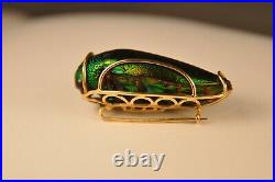 Broche Ancien Scarabee Or Massif 18k Antique Scarab Solid Gold Brooch Signed