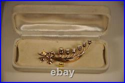 Broche Ancienne Muguet Or Massif 14k Antique Solid Gold Lily Of The Valey Brooch