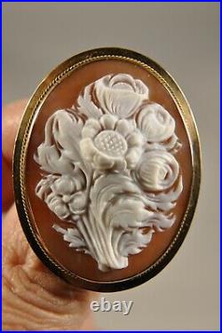 Broche Camee Ancien Or Massif 14k Antique Solid Gold Carved Shell Cameo
