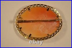 Broche Camee Ancien Or Massif 18k Antique Shell Cameo Solid Gold Brooch