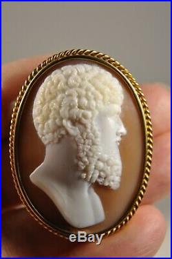 Broche Camee Ancien Or Massif 18k Antique Solid Gold Brooch Shell Cameo