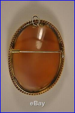 Broche Camee Ancien Or Massif 18k Antique Solid Gold Brooch Shell Cameo