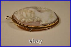 Broche Camee Ancien Or Massif 18k Antique Solid Gold Carved Shell Cameo Brooch