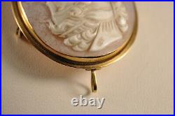Broche Camee Ancien Or Massif 18k Antique Solid Gold Carved Shell Cameo Brooch