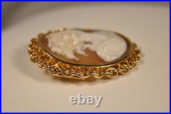 Broche Camee Ancien Or Massif 18k Antique Solid Gold Shell Cameo Brooch