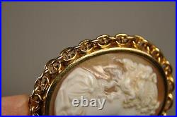 Broche Camee Ancien Or Massif 18k Antique Solid Gold Shell Cameo Brooch