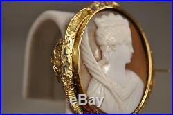 Broche Camee Ancien Or Massif Emaille 18k Antique Solid Gold Enamel Cameo Brooch